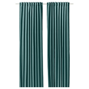 SANELA Curtains, 1 pair, dark grey-turquoise, 140x300 cm