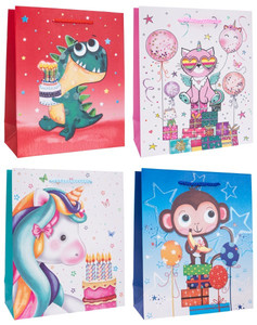 Gift Bag Kiddie Designs, 51x72x18, 12pcs, assorted patterns