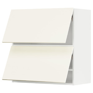 METOD Wall cab horizo 2 doors w push-open, white/Vallstena white, 80x80 cm