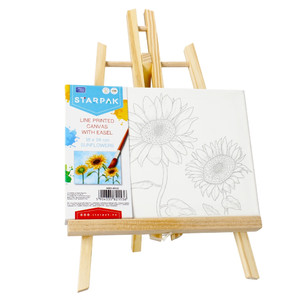 Starpak Line Printed Canvas with Easel Sunflowers 18x24 cm