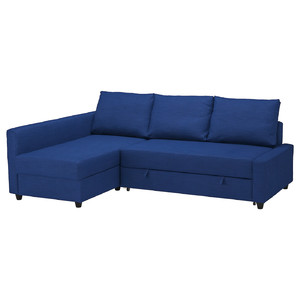 FRIHETEN Corner sofa-bed with storage, Skiftebo blue