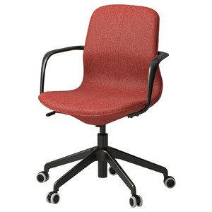 LÅNGFJÄLL Conference chair with armrests, Gunnared red-orange/black