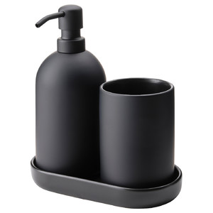 GANSJÖN 3-piece bathroom set, black