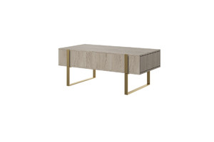 Coffee Table with 2 Drawers Verica, biscuit oak/gold legs
