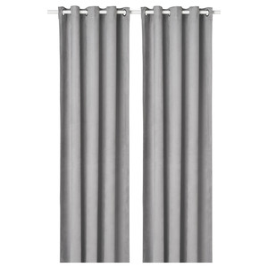 BIRTNA Block-out curtains, 1 pair, grey, 145x300 cm