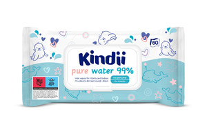 Kindii Pure Water 99% Wet Wipes for Infants & Babies 60-pack