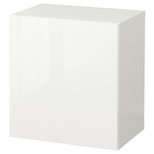 BESTÅ Wall-mounted cabinet combination, white/Selsviken white, 60x42x64 cm