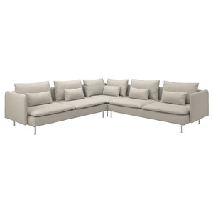 SÖDERHAMN Corner sofa, 6-seat, Fridtuna light beige