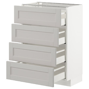 METOD/MAXIMERA Base cab 4 frnts/4 drawers, white/Lerhyttan light grey, 60x39.5x88 cm