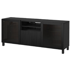 BESTÅ TV bench with doors and drawers, black-brown/Lappviken/Stubbarp Sindvik, 180x42x74 cm