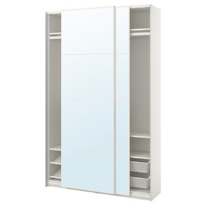 PAX / AULI Wardrobe combination, white/mirror glass, 150x44x236 cm