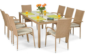 Garden Furniture Set with 180cm Table & 8 Chairs MALAGA, beige