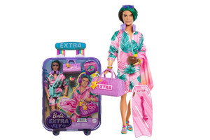 Barbie Travel Ken Doll With Beach Fashion Extra Fly HNP86 3+