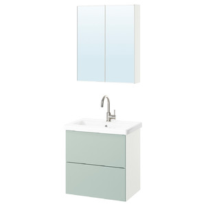 ENHET Bathroom, white/pale grey-green, 64x43x65 cm