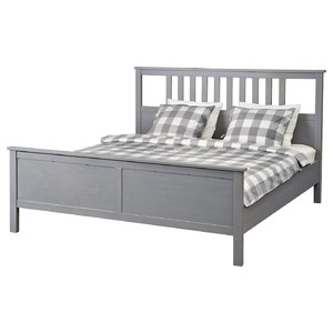 HEMNES Bed frame, grey stained, 160x200 cm