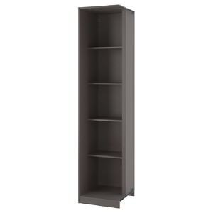 PAX Add-on corner unit with 4 shelves, dark grey, 53x58x236 cm