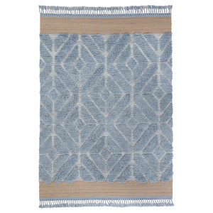 GULDÄXINGAR Rug, high pile, blue/grey/handmade, 170x240 cm