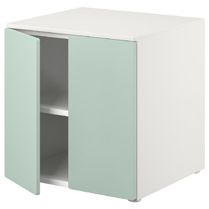 SMÅSTAD / PLATSA Cabinet, white light green/with 1 shelf, 60x57x63 cm