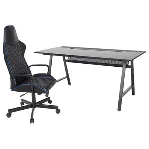 UTESPELARE Gaming desk and chair, black
