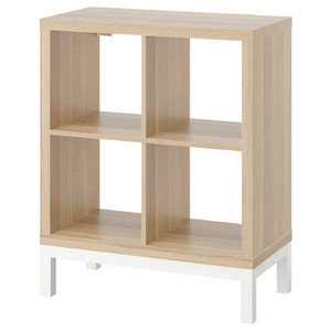 KALLAX Shelving unit with underframe, white stained oak effect/white, 77x94 cm