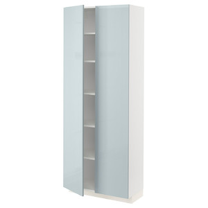 METOD High cabinet with shelves, white/Kallarp light grey-blue, 80x37x200 cm