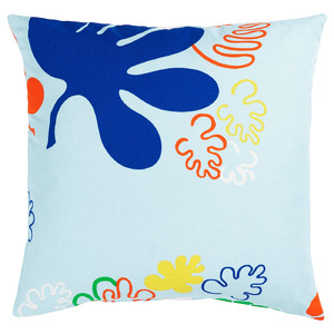 KRYPKORNELL Cushion cover, leaf pattern/multicoloured, light, 50x50 cm