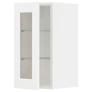 METOD Wall cabinet w shelves/glass door, white Enköping/white wood effect, 30x60 cm