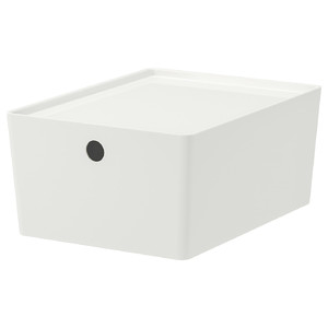 KUGGIS Box with lid, white, 26x35x15 cm