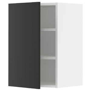 METOD Wall cabinet with shelves, white/Nickebo matt anthracite, 40x60 cm