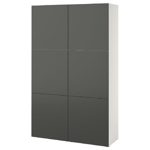 BESTÅ Storage combination with doors, white/Lappviken dark grey, 120x42x193 cm