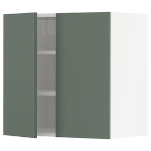 METOD Wall cabinet with shelves/2 doors, white/Bodarp grey-green, 60x60 cm