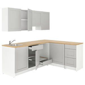 KNOXHULT Corner kitchen, grey, 243x164x220 cm
