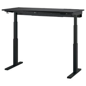 MITTZON Desk sit/stand, electric black stained ash veneer/black, 140x60 cm