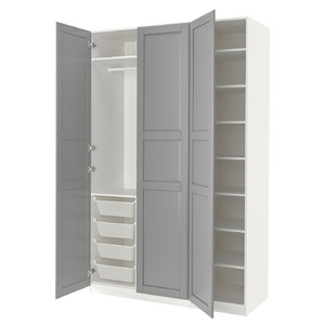 PAX / TYSSEDAL Wardrobe, white/grey, 150x60x236 cm