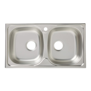 Steel Kitchen Sink Bohm 2 Bowls, linen