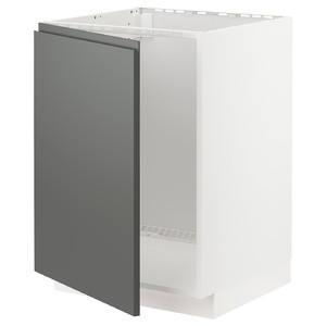 METOD Base cabinet for sink, white/Voxtorp dark grey, 60x60 cm