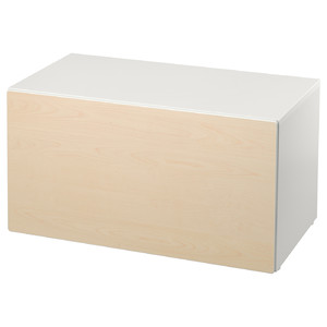 SMÅSTAD Bench with toy storage, white, birch, 90x50x48 cm