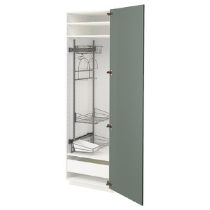 METOD / MAXIMERA High cabinet with cleaning interior, white/Bodarp grey-green, 60x60x200 cm