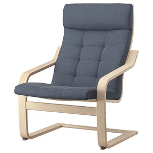 POÄNG Armchair, white stained oak veneer/Gunnared blue