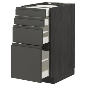 METOD/MAXIMERA Base cab 4 frnts/4 drawers, black/Voxtorp dark grey, 40x60x80 cm
