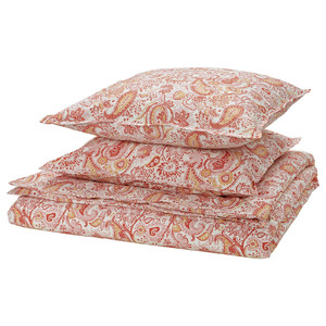 RODGERSIA Duvet cover and 2 pillowcases, pink/white, 200x200/50x60 cm