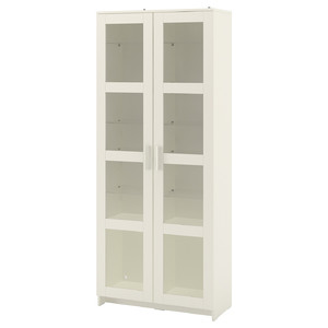 BRIMNES Glass-door cabinet, white, 80x190 cm