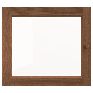 OXBERG Glass door, brown ash veneer, 40x35 cm