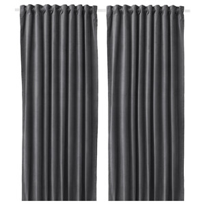 SANELA Curtains, 1 pair, dark grey, 140x300 cm