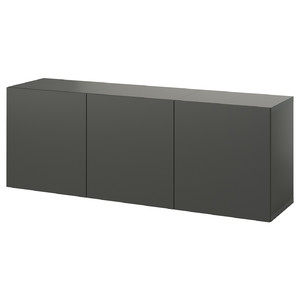 BESTÅ Wall-mounted cabinet combination, dark grey/Lappviken dark grey, 180x42x64 cm