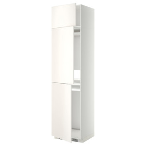 METOD High cab f fridge/freezer w 3 doors, white/Veddinge white, 60x60x240 cm