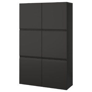 BESTÅ Storage combination with doors, black-brown/Hammarsmed anthracite, 120x42x193 cm