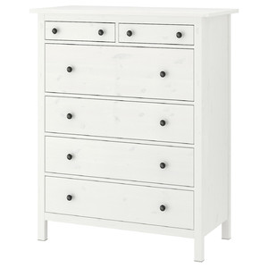 HEMNES Chest of 6 drawers, white stain, 108x131 cm
