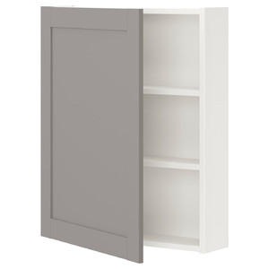 ENHET Wall cb w 2 shlvs/doors, white, grey frame, 60x15x75 cm