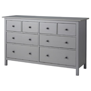 HEMNES Chest of 8 drawers, grey stained, 160x96 cm